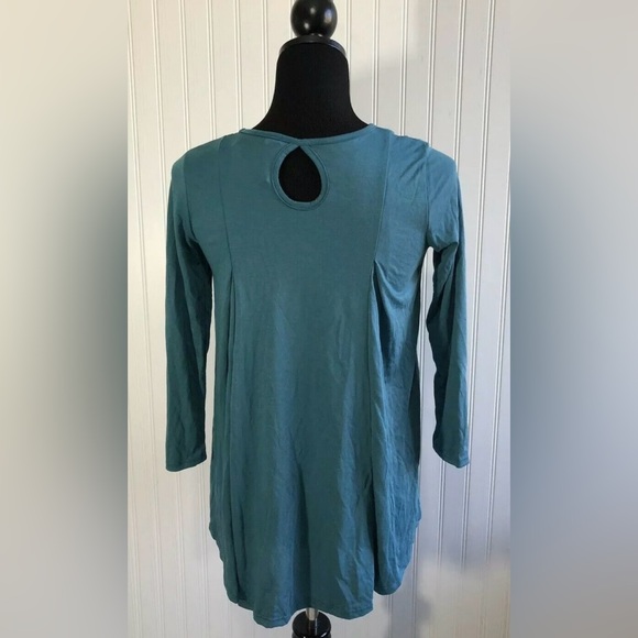 For All Seasons By Paper Crane Nordstrom Teal Keyhole Shirt Women Size Large - Picture 2 of 12